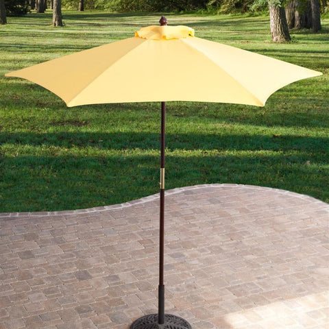 Yellow 7.5-Ft Patio Umbrella with Dark Mahogany Stained Pole