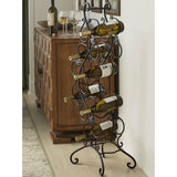 Wrought Iron 12-Bottle Wine Rack with Grape Leaves Vines Design