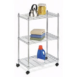 3-Tier Metal Cart on Wheels for Kitchen Microwave Bathroom Garage