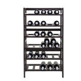 34-Bottle Wine Rack in Dark Brown Walnut Wood Finish