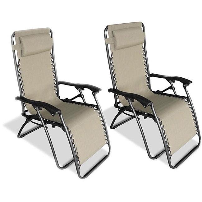 Set of 2 - Zero Gravity Indoor-Outdoor Chairs in Beige