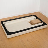 Twin size Contemporary Classic Taupe Fabric Upholstered Platform Bed with Tufted Headboard